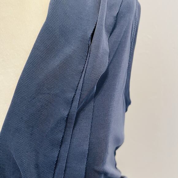 BCBG MAX AZRIA BLUE V NECK SLEEVELESS RUFFLE DRAPE SIZE S Navy (A0131) - Picture 2 of 7